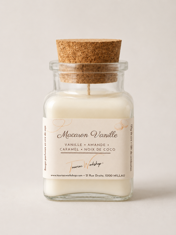 Bougie parfumée Macaron Vanille Tauriac Workshop