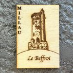 magnet en bois pyrogravé Le Beffroi de Millau de Tauriac Workshop