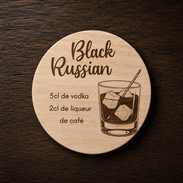 Dessous de verre Cocktail Black Russian Tauriac Workshop