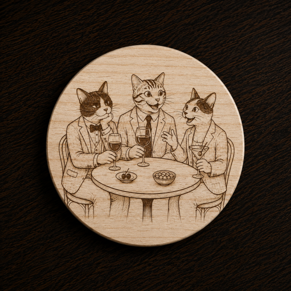 Dessous de verre Apéro élégant chez les chats Tauriac Workshop