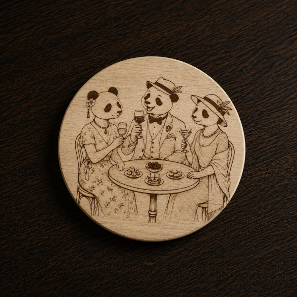 Dessous de verre Apéro élégant chez les pandas Tauriac Workshop